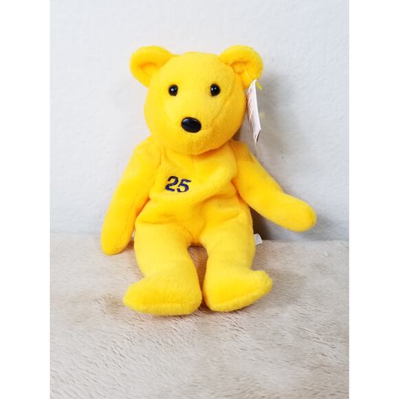 Bamm Beanos Jim Edmonds 25 Yellow Stuffed Animal 1998 Plush Toy 9" Vintage - Picture 1 of 9